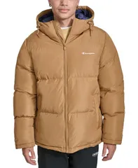 チャンピオン メンズ アウター ジャケット・ブルゾン キルティング ジャケット Champion Mens Quilted FullZip Hooded Puffer Jacket Tobacco