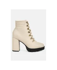 ロンドンラグ レディース シューズ ブーツ・レインブーツ レース ヒール London Rag Womens Hamiltons lace up block heel boots Beige ベージュ