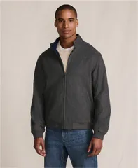 ランズエンド メンズ アウター ジャケット・ブルゾン Lands End Mens Reversible Harrington Jacket Dark gray herringbone グレー
