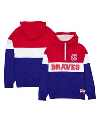 ニューエラ メンズ アウター ジャケット・ブルゾン パーカー New Era Mens Blue Atlanta Braves Ripstop Raglan QuarterZip Hoodie Winのサムネイル