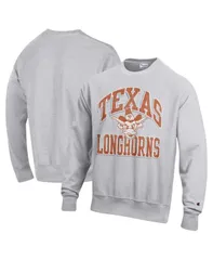 チャンピオン メンズ アウター パーカー・スウェット クルーネック スウェット シャツ ロゴ Champion Mens Gray Texas Longhorns Distressed Arch Over Logo Reverse Weave Crew Nec