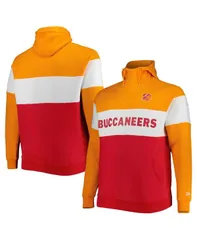 ニューエラ メンズ アウター パーカー・スウェット トール パーカー New Era Mens Red Tampa Bay Buccaneers Big Tall Throwback Color Block Raglan Pullover Hoodie Red