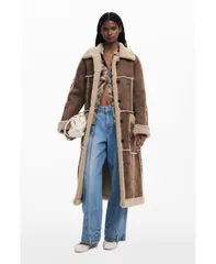 デジグアル レディース アウター ジャケット・ブルゾン コート レザー フェイクレザー Desigual Womens Faux leather coat Brown ブラウンのサムネイル