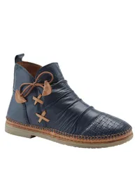 スプリングステップ レディース シューズ ブーツ・レインブーツ レザー Spring Step Pomeroy Leather Booties with Basketweave Toe and Lightweight Flexible Sole Navy ネイ