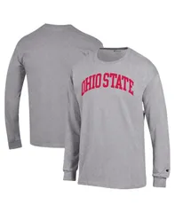 チャンピオン メンズ トップス Tシャツ Champion Mens Heather Gray Ohio State Buckeyes Basic Arch Long Sleeve TShirt Heather Gray グレー