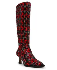 ベッツィジョンソン レディース シューズ ブーツ・レインブーツ ヒール Betsey Johnson Womens Pamella KittenHeel Dress Boots Red PlaidBlのサムネイル