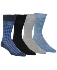 カルバンクライン メンズ アンダーウェア 靴下 Calvin Klein Mens 4Pack Dress Crew Socks Blue Multi ブルー