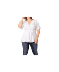 キヨナ レディース トップス シャツ プラスサイズ Kiyonna Plus Size Sunny Day Eyelet Top White ホワイト