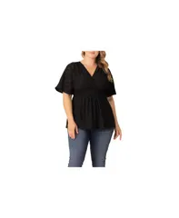 キヨナ レディース トップス シャツ プラスサイズ Kiyonna Plus Size Sunny Day Eyelet Top Black noir ブラック