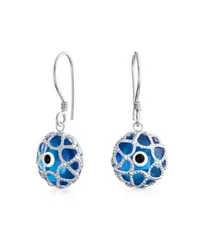 ブリング レディース アクセサリー ピアス・イヤリング Bling Jewelry Blue Nazar Evil Eye Filigree Danglearrings Murano Glass Sterling Blue ブルー