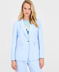 アンクライン レディース アウター ジャケット・ブルゾン Anne Klein Womens NotchCollar OneButton Jacket Opal Blue ブルー