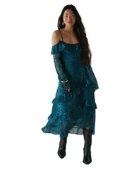 ウエアハウス レディース トップス ワンピース フリル ミディ Warehouse Womens Ruffle Cold Shoulder Midi Dress Leopard アニマルのサムネイル