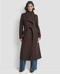 ダナ キャラン ニューヨーク レディース アウター ジャケット・ブルゾン アシンメトリー コート DKNY Womens Wing Collar Asymmetrical Wrap Coat Bitter