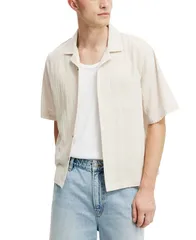 コットンオン メンズ トップス シャツ COTTON ON Mens Riviera Box Fit Short Sleeve Shirt Light taupe トープ