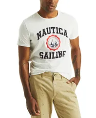 ナウティカ メンズ トップス Tシャツ ロゴ グラフィック Nautica Mens ClassicFit Sailing Logo Graphic TShirt Bright White ホワイト