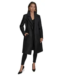 ダナ キャラン ニューヨーク レディース アウター ジャケット・ブルゾン コート Donna Karan New York Womens DoubleCollar Trench Coat Blackのサムネイル