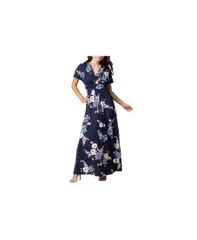 キヨナ レディース トップス ワンピース マキシ Kiyonna Womens Vienna Kimono Sleeve Long Maxi Dress Navy floral print ネイビー