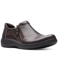 クラークス レディース シューズ パンプス Clarks Womens Carleigh Ray RoundToe SideZip Shoes Dark Brown Leather ブラウン