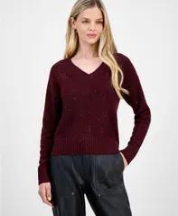 アイエヌシー インターナショナル コンセプト レディース アウター ニット・セーター Vネック プチ スパンコール INC International Concepts Petite Roving Sequin VNeck Sweater Berried Tr