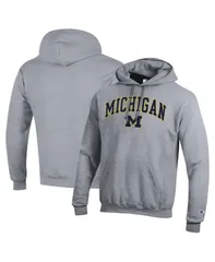 チャンピオン メンズ アウター パーカー・スウェット ロゴ パーカー Champion Mens Heather Gray Michigan Wolverines Arch Over Logo Pullover Hoodie Heather Gray グレー