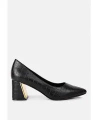ロンドンラグ レディース シューズ パンプス ヒール London Rag Emersyn croc block heel pump Black ブラック