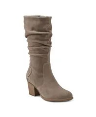 アース レディース シューズ ブーツ・レインブーツ ヒール Earth Womens Vine Block Heel Almond Toe Narrow Calf Casual Boots Taupeのサムネイル