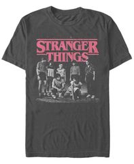 피프스 선 남성 탑스 티셔츠 Fifth Sun Stranger Things Mens Faded Cast Poster Short Sleeve TShirt Charcoal 차콜