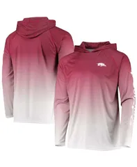 コロンビア メンズ トップス Tシャツ Columbia Mens Cardinal Arkansas Razorbacks Terminal Tackle OmniShade UPF 50 Long Sleeve Hooded Tshirt Cardinal