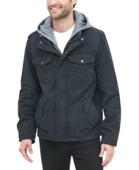リーバイス メンズ アウター ジャケット・ブルゾン ジャケット Levis Men s Sherpa Lined Two Pocket Hooded Trucker Jacket Navy ネイビー