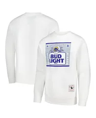 ミッチェルネス メンズ アウター パーカー・スウェット スウェット シャツ Mitchell Ness x Bud Light Mens White Los Angeles Rams The Cresのサムネイル