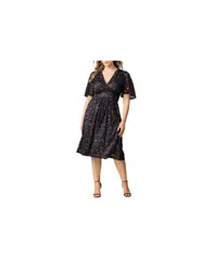 キヨナ レディース トップス ワンピース プラスサイズ スパンコール レース Kiyonna Plus Size Starry Sequined Lace Cocktail Dress Storm grey グレー