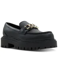 アルド レディース シューズ パンプス ローファー ALDO Womens Brixtonn Chain Lug Loafers Black Leather ブラックのサムネイル