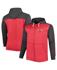 ファナティクス メンズ アウター パーカー・スウェット トール ダウン パーカー Fanatics Mens Heathered Red Heathered Black Chicago Bulls Bのサムネイル