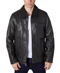 ペリーエリス メンズ アウター ジャケット・ブルゾン レザー ジャケット Perry Ellis Mens Zipper Leather Jacket Brown ブラウンのサムネイル