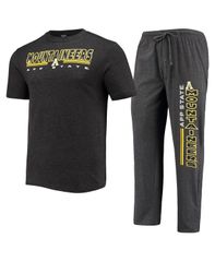 コンセプツ スポーツ メンズ トップス Tシャツ パンツ シャツ Concepts Sport Mens Heathered Charcoal and Black Appalachian State