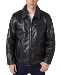 ペリーエリス メンズ アウター ジャケット・ブルゾン レザー ジャケット Perry Ellis Mens Zipper Leather Jacket Black ブラックのサムネイル