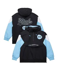 ミッチェルネス メンズ アウター ジャケット・ブルゾン ジャケット Mitchell Ness Mens Black Utah Mammoth Retro Anorak HalfZip Jacketのサムネイル