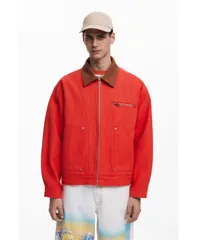 デジグアル メンズ アウター ジャケット・ブルゾン コントラスト ジャケット Desigual Mens Contrast collar jacket Red レッドのサムネイル