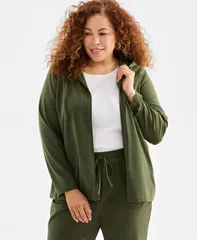 スタイルアンドコー レディース アウター パーカー・スウェット スウェット シャツ Style Co Womens ZipFront Hooded Sweatshirt PP4X Native Green グリーン