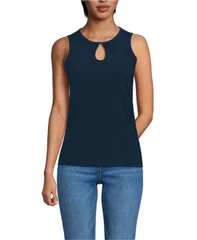 ランズエンド レディース トップス シャツ Lands End Womens Supima Keyhole Tank Radiant navy ネイビー