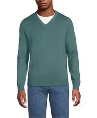 ランズエンド メンズ アウター ニット・セーター Vネック トール セーター コットン Lands End Big Tall Fine Gauge Cotton V Neck Sweater Tourmaline