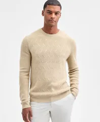 アルファニ メンズ アウター ニット・セーター クルーネック セーター Alfani Mens Long Sleeve Basket Weave Crewneck Sweater Twillのサムネイル