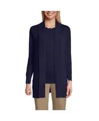 ランズエンド レディース アウター ニット・セーター コットン カーディガン Lands End Womens Cotton Modal Shawl Collar Cardigan Sweater True navy ネイビー