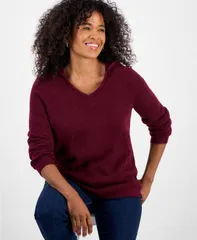スタイルアンドコー レディース アウター ニット・セーター パーカー Style Co Womens Luxsoft SplitNeck Hoodie PXS4X Deep Cranberry