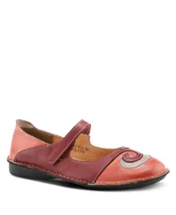 スプリングステップ レディース シューズ パンプス コントラスト レザー Spring Step COSMIC Leather Mary Jane Flats withookandLoop Strap and Contrastitching Red レッド