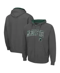 コロシアム メンズ アウター パーカー・スウェット ロゴ パーカー Colosseum Mens Michigan State Spartans Arch Logo 30 FullZip Hoodie Charcoal チャコール