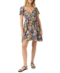 オニール レディース トップス ワンピース Vネック ミニワンピース フラワー柄 プリント ミニ フラワー ONeill Juniors Carina FloralPrint VNeck Mini Dress Slate スレート