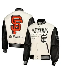 プレジャーズ メンズ アウター ジャケット・ブルゾン ジャケット PLEASURES Mens White San Francisco Giants FullSnap Varsity Jacket Wのサムネイル