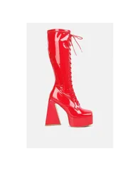 ロンドンラグ レディース シューズ ブーツ・レインブーツ プラットフォーム ブーツ London Rag snowflakes high platform calf boots Red レッド