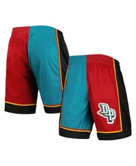 ミッチェルネス メンズ ボトムス ハーフパンツ・ショーツ ショートパンツ Mitchell Ness Mens Teal Red Detroit Pistons Hardwood Classics 1のサムネイル
